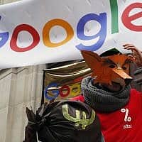 מחאה נגד גוגל בצרפת (צילום: AP Photo/Francois Mori)