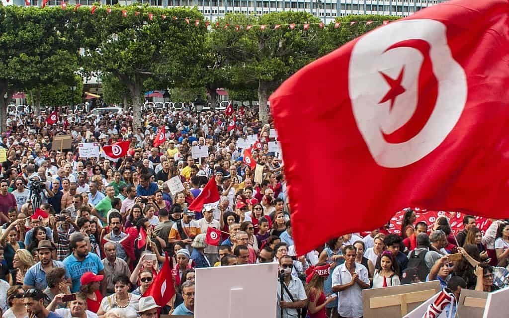 הפגנה לשוויון זכויות מגדרי בתוניסיה, 2018 (צילום: AP Photo/Hassene Dridi)