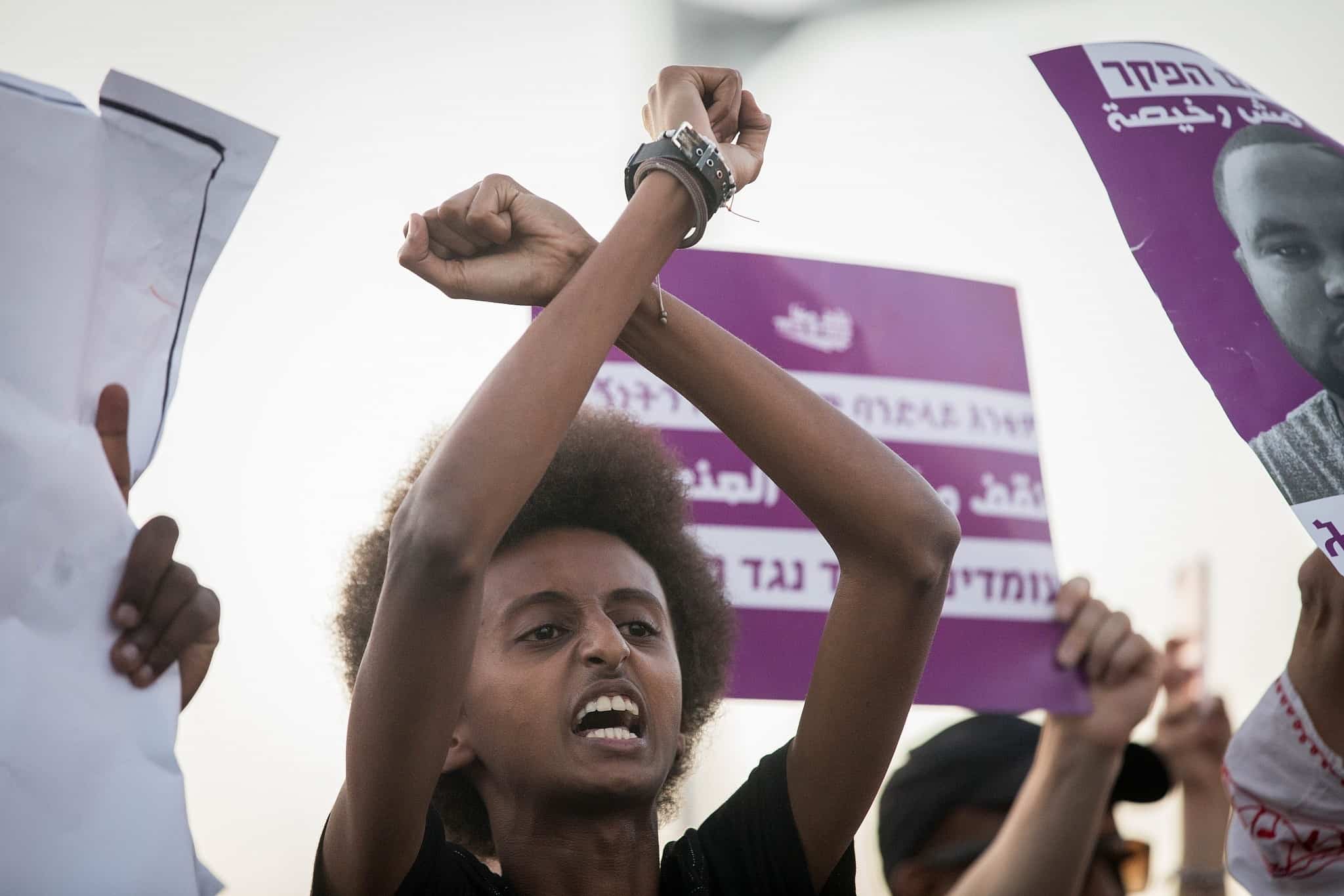 מחאת האתיופים (צילום: Yonatan Sindel/Flash90)