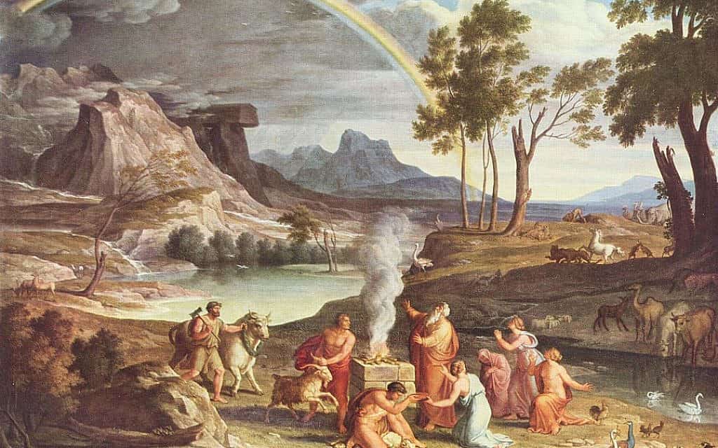 נוח ובניו אחרי המבול. ציור: ג'וזף אנטון קוך