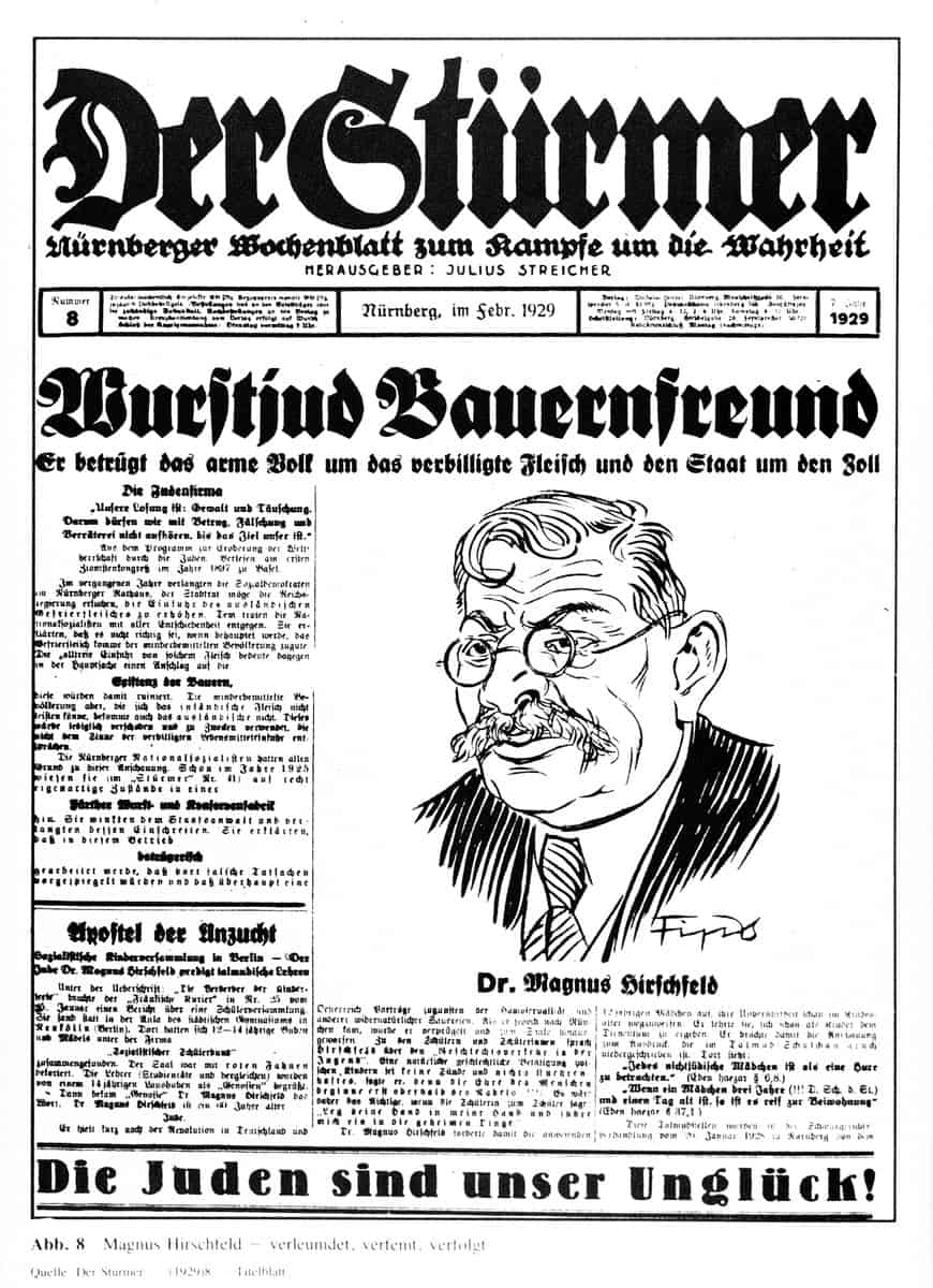 עיתון המפלגה הנאצית לועד למגנוס הירשפלד