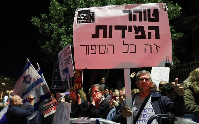 ההפגנה נגד בנימין נתניהו בירושלים, ב-30 בנובמבר 2019 (צילום: יונתן סינדל/פלאש90)