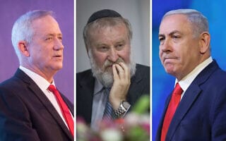 בנימין נתניהו, אביחי מנדלבליט, בני גנץ (צילום: פלאש90) בנימין נתניהו, אביחי מנדלבליט, בני גנץ (צילום: פלאש90)