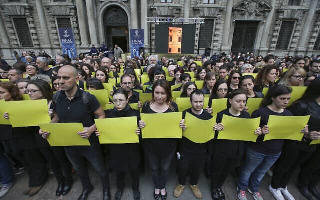 מחאה באיטליה על רצח ג&#039;וליו רג&#039;ני בינואר 2016 (צילום: AP Photo/Luca Bruno)