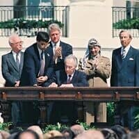 טקס החתימה על הסכמי אוסלו בבית הלבן, 13 בספטמבר 1993 (צילום: אבי אוחיון/לע"מ)