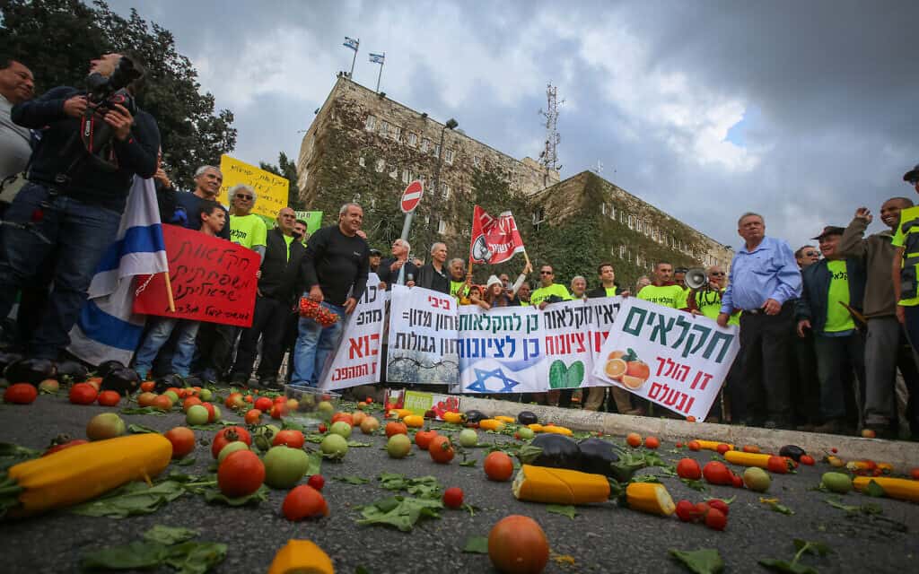 הפגנת חקלאים מול משרד האוצר בירושלים 2015 (צילום: Hadas-Parush-Flash90)