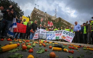 הפגנת חקלאים מול משרד האוצר בירושלים 2015 (צילום: Hadas-Parush-Flash90) הפגנת חקלאים מול משרד האוצר בירושלים 2015 (צילום: Hadas-Parush-Flash90)