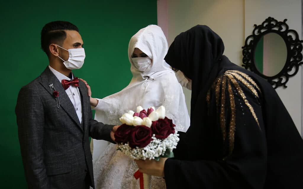 חתונה בעזה בצל התפרצות הקורונה, מרץ 2020 (צילום: Abed Rahim Khatib/ Flash90)