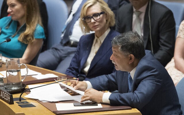 קייט בלנשאט בישיבת מועצת הביטחון של האו&quot;ם, ארכיון, 2018 (צילום: AP Photo/Mary Altaffer)