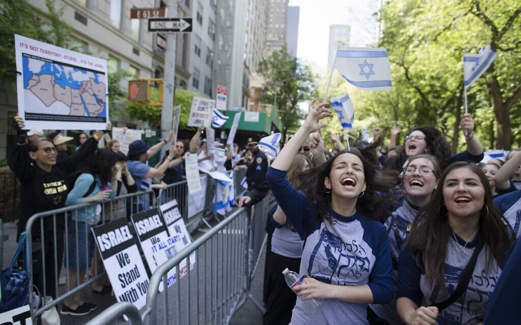 תומכי ומתנגדי BDS בניו יורק, יוני 2014 (צילום: AP Photo/John Minchillo)