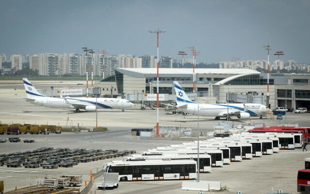 מטוסים של אל על בנמל התעופה בן-גוריון, 12 באפריל 2020 (צילום: פלאש 90)