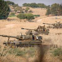 טנקים של צה"ל פרוסים בגבול לבנון, 27 ביולי 2020 (צילום: דייוויד כהן / פלאש 90)