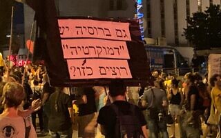 שלט בהפגנה בבלפור (צילום: ניצן ויסברג) שלט בהפגנה בבלפור (צילום: ניצן ויסברג)