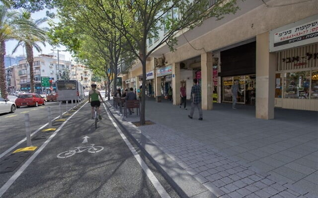 הדמיית שביל האופניים החדש המתוכנן ברחוב אבן גבירול בתל אביב