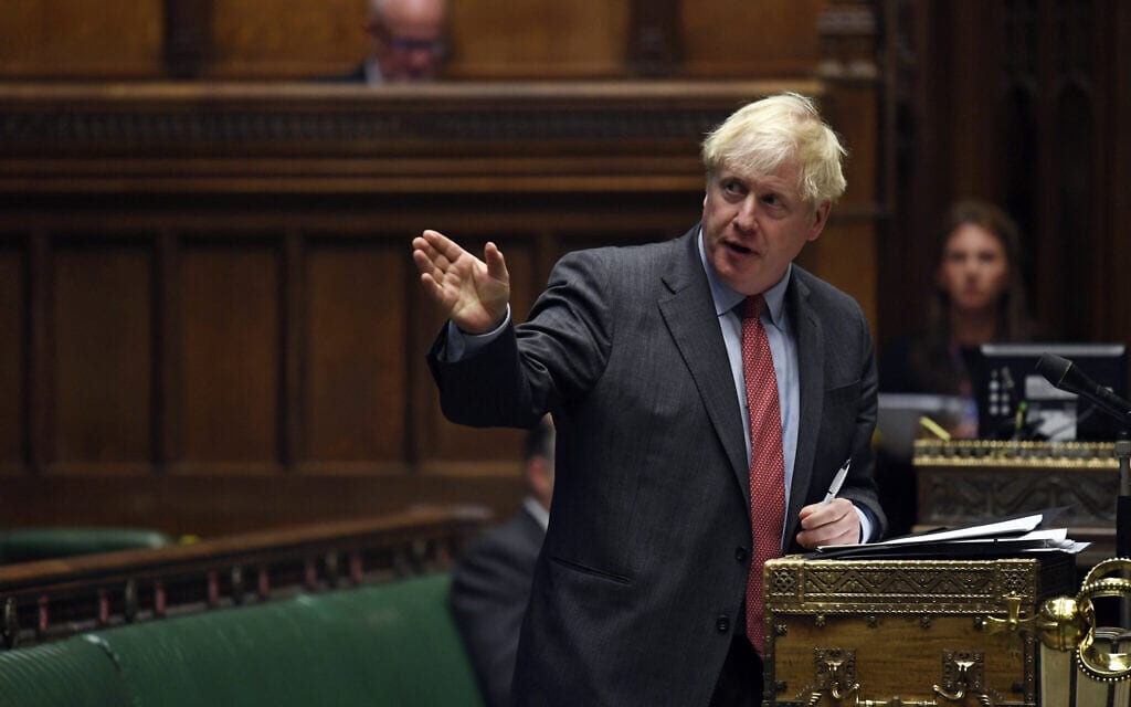 בוריס ג'ונסון עונה לשאלות בפרלמנט, ב-22 בספטמבר 2020 (צילום: Jessica Taylor/UK Parliament via AP)