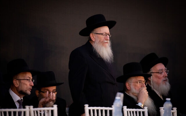 יעקב ליצמן בכנס פוליטי (צילום: Yonatan Sindel/Flash90)