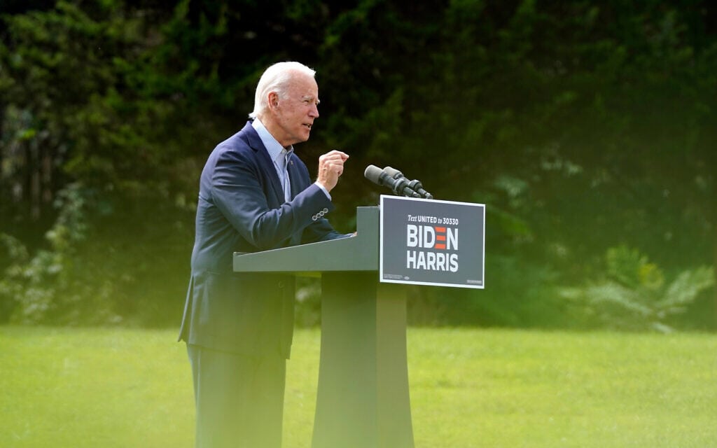 ג'ו ביידן מקיים עצרת בחירות באוויר הפתוח, בשל מגבלות הקורונה, ספטמבר 2020 (צילום: AP Photo/Patrick Semansky)