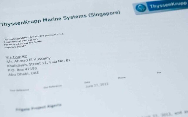 מסמך רכש של טיסנקרופ בסינגפור (צילום: correctiv.org)