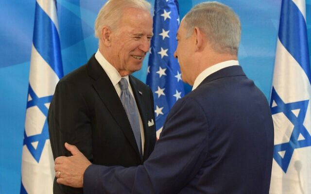 ג&#039;ו ביידן, בעת כהונתו כסגן נשיא ארצות הברית, נפגש עם ראש הממשלה בנימין נתניהו בלשכתו בירושלים, 9 במרץ 2016 (צילום: עמוס בן גרשום/לע&quot;מ - מתוך פלאש 90)