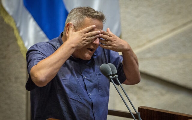 ניצן הורוביץ נואם על דוכן הכנסת, 24 באוגוסט 2020 (צילום: Oren Ben Hakoon/POOL)