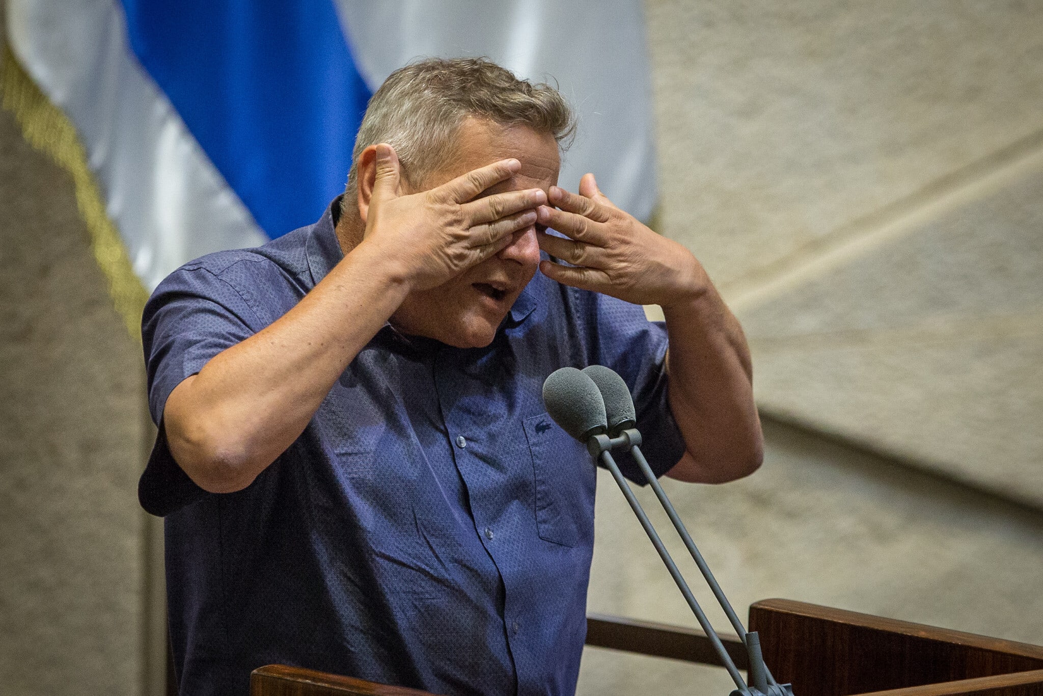 ניצן הורוביץ נואם על דוכן הכנסת, 24 באוגוסט 2020 (צילום: Oren Ben Hakoon/POOL)