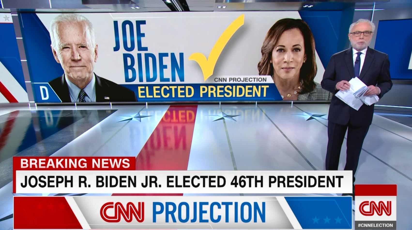 סי.אן.אן. מכריזים על ג&#039;ו ביידן כנשיא הנבחר (צילום: צילום מסך)