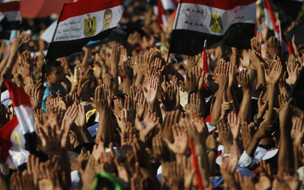 המחאה בכיכר תחריר במצרים (צילום: AP Photo/Khalil Hamra)