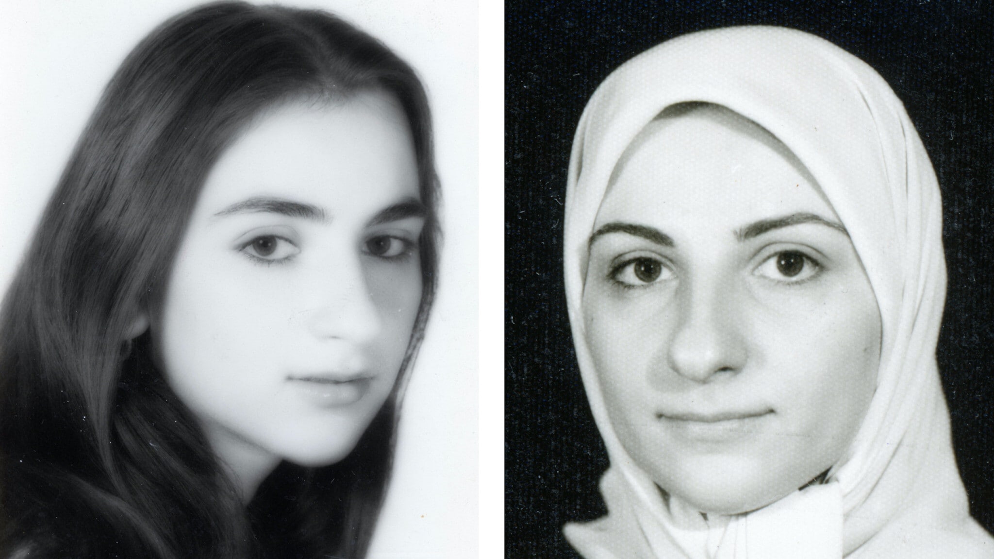 ג'קלין סאפר בגיל 16 ב-1977, לפני המהפכה האיראנית ב-1979 (משמאל), ובגיל 23, ב-1982 (מימין)