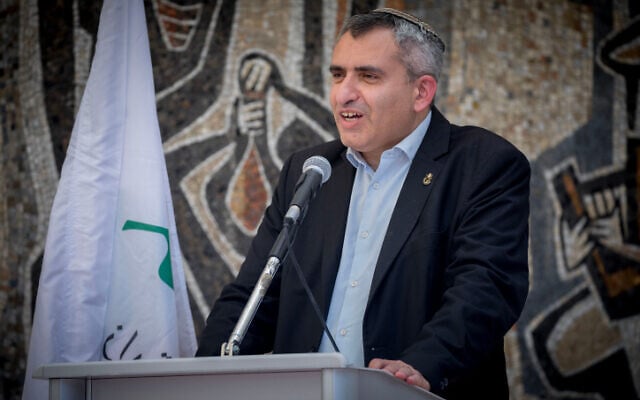 זאב אלקין בטקס חילופי השרים במשרד להגנת הסביבה בירושלים, 18 במאי 2020 (צילום: יונתן זינדל, פלאש 90)