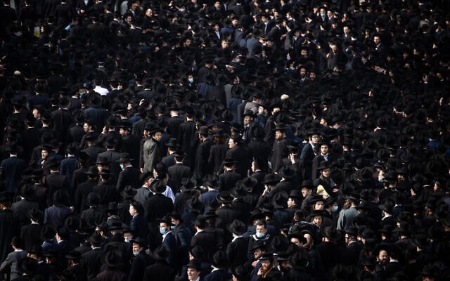 אלפים בלווית משולם דוד סולובייצ&#039;יק (צילום: Yonatan Sindel/Flash90)