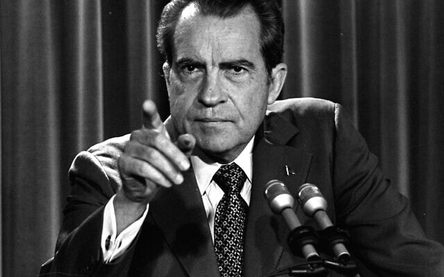 נשיא ארצות הברית ריצ&#039;רד ניקסון, 15 במרץ 1973 (צילום: AP Photo/Charles Tasnadi, File)