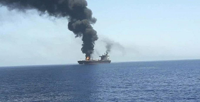 הספינה בבעלות ישראלית שהותקפה על ידי איראן ליד מצרי הורמוז, 3 ביולי 2021 (צילום: שימוש לפי סעיף 27א בחוק זכות יוצרים)
