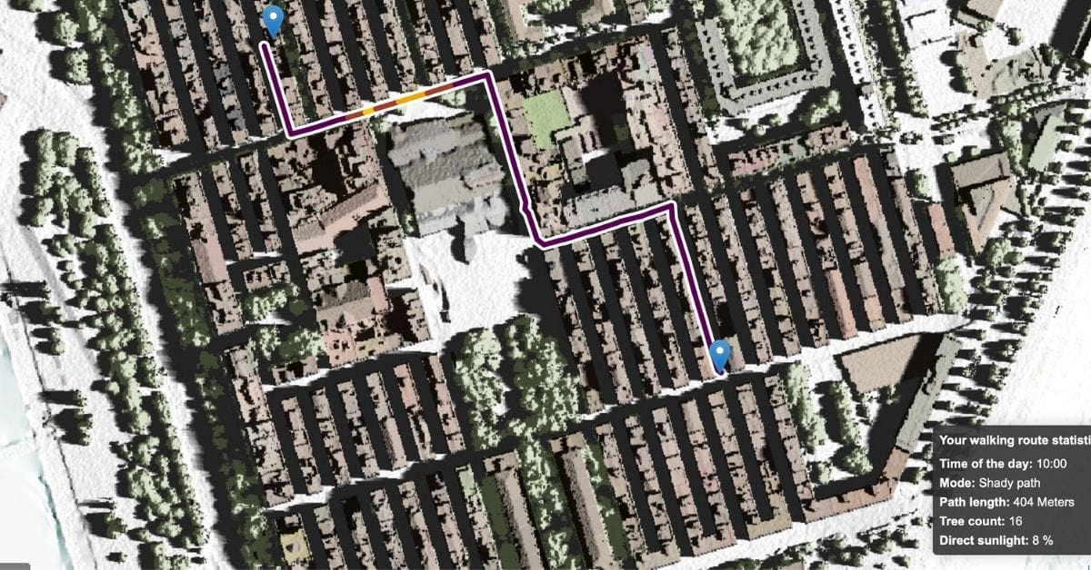 אפליקציית Cool Walks המאפשרת תכנון מסלול בצל בברצלונה (צילום: צילום מסך)