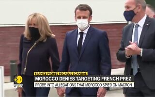 עמנואל מקרון, על פי החשד היה מושא למעקב ע"י תכנת פגסוס שהופעלה בידי מרוקו, צילום מסך מכתבה של WION עמנואל מקרון, על פי החשד היה מושא למעקב ע"י תכנת פגסוס שהופעלה בידי מרוקו, צילום מסך מכתבה של WION
