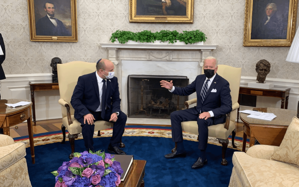 נשיא ארצות הברית ג&#039;ו ביידן נפגש עם ראש הממשלה נפתלי בנט, 27 באוגוסט 2021 (צילום: GPO)
