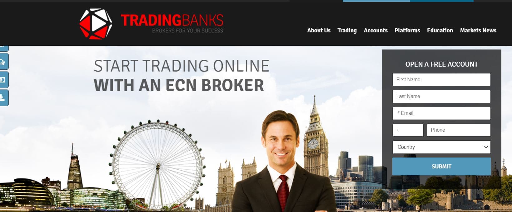 צילום מסך של אתר Tradingbanks.com ממרץ 2016