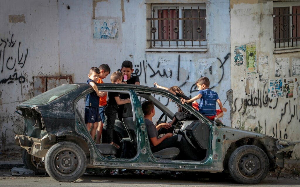ילדים משחקים ברחובות ג'נין, ספטמבר 2021 (צילום: Nasser Ishtayeh/Flash90)