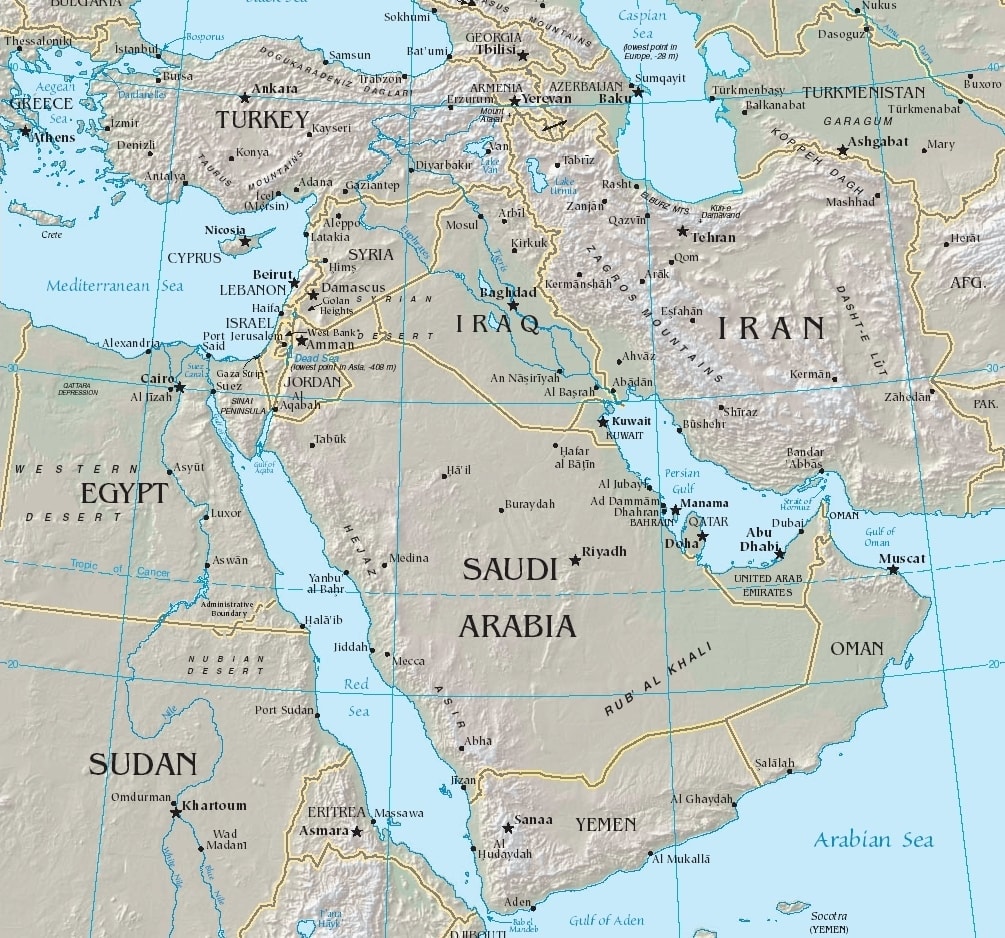 מפת המזרח התיכון (צילום: אתר צה&quot;ל)