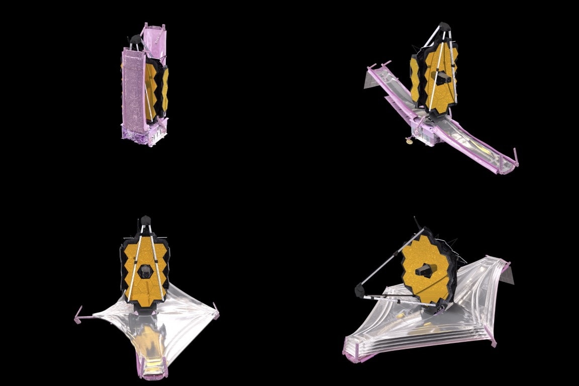פריסת החלקים של טלסקופ החלל ג&#039;יימס וב (צילום: Conceptual Image Lab via AP)