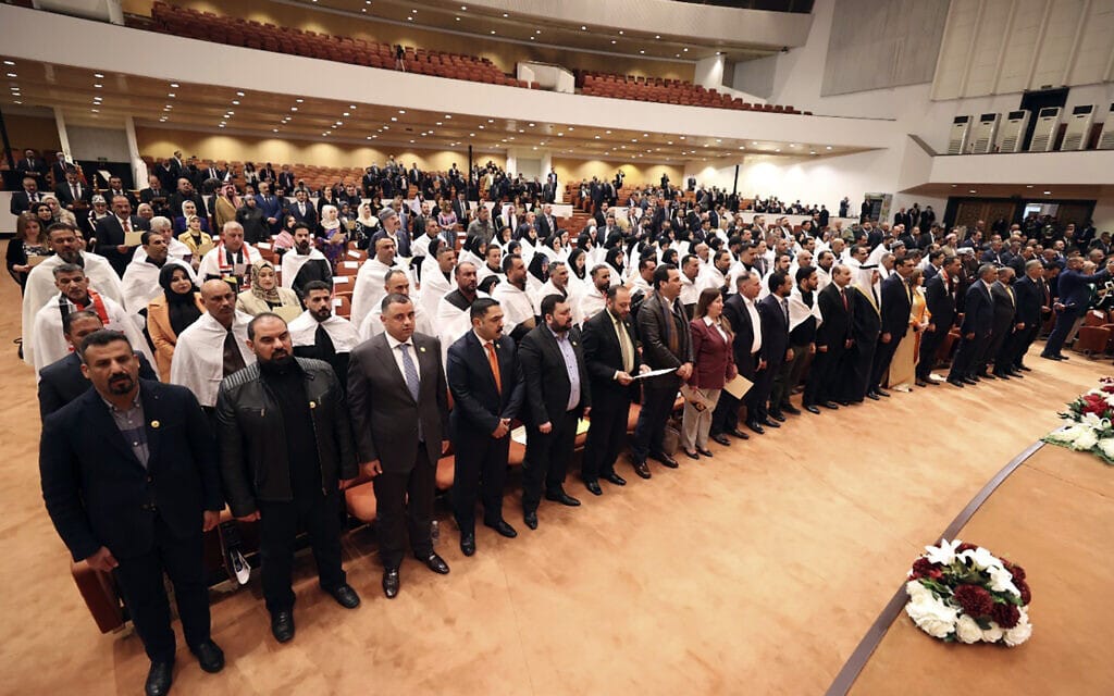 ישיבת הפרלמנט הראשונה מאז הבחירות בעיראק, 13 בינואר 2022 (צילום: Iraqi Parliament Media Office via AP)