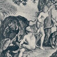 אדם וחוה עם החיות בגן עדן, אילוסטרציה משנת 1896, ויקיפדיה