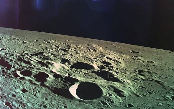 אחת התמונות האחרונות שהתקבלו מבראשית לפני התרסקותה על הירח, 11 באפריל 2019 (צילום: באדיבות SpaceIL)