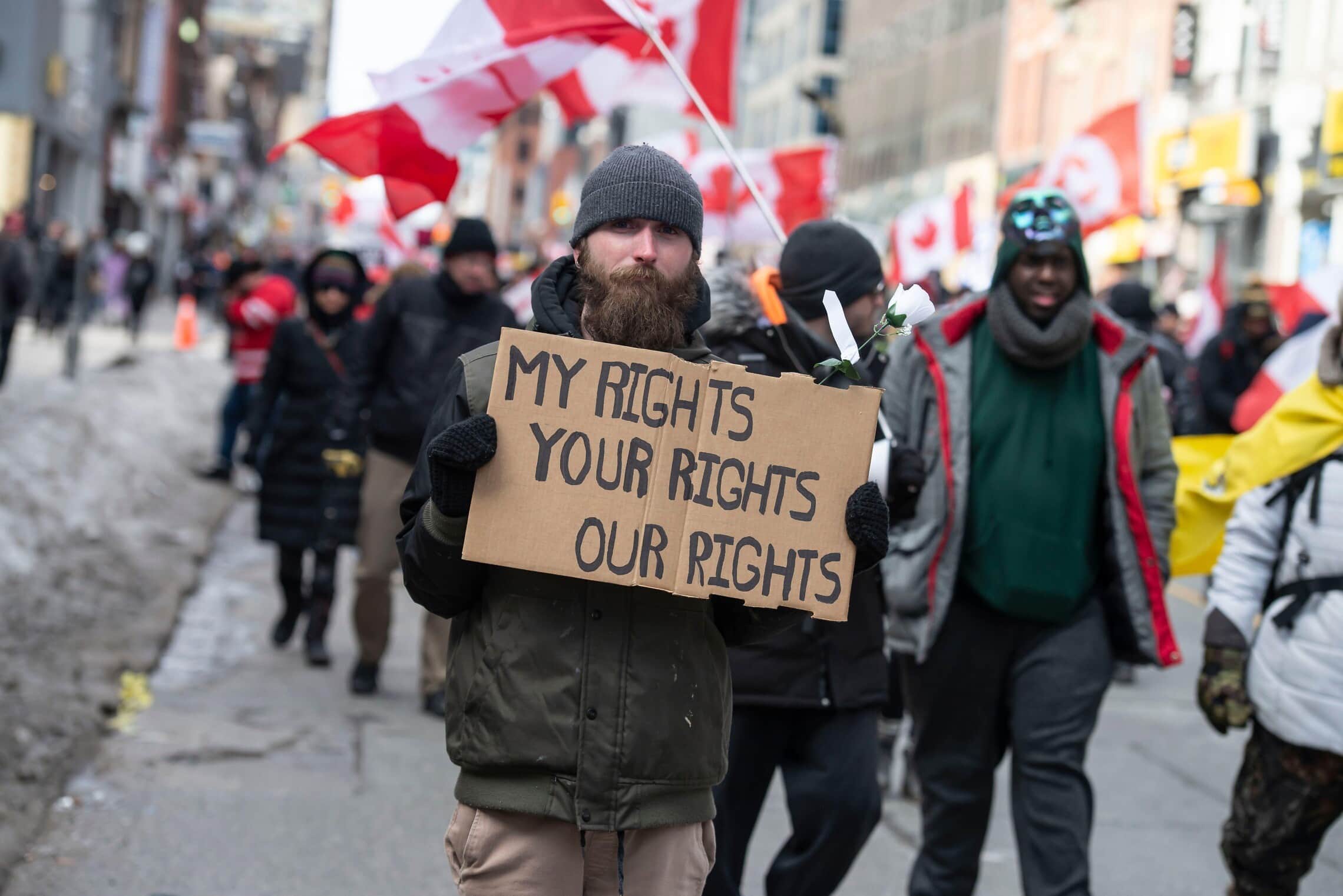 &quot;הפגנות החירות&quot; בקנדה, 12 בפברואר 2022 (צילום: Giles Campbell/ZUMA Press Wire via Alamy)