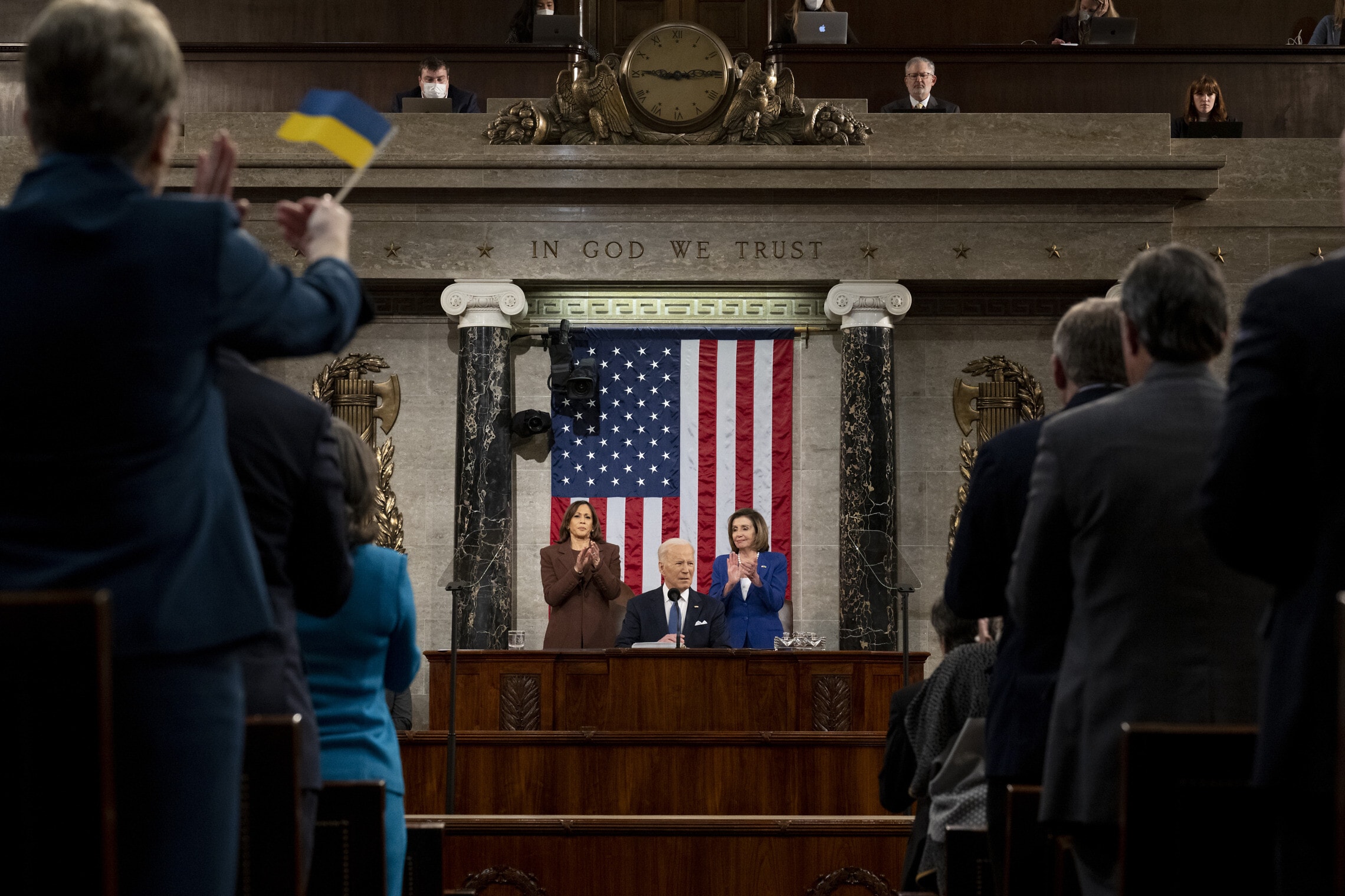נשיא ארה&quot;ב ג&#039;ו ביידן נושא את נאום מצב האומה בקונגרס, 1 במרץ 2022 (צילום: Saul Loeb, Pool via AP)