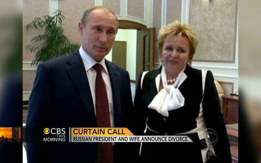 הזוג ולדימיר ולודמילה פוטין מודיעים על גירושיהם, צילום מסך מכתבה של CBS News