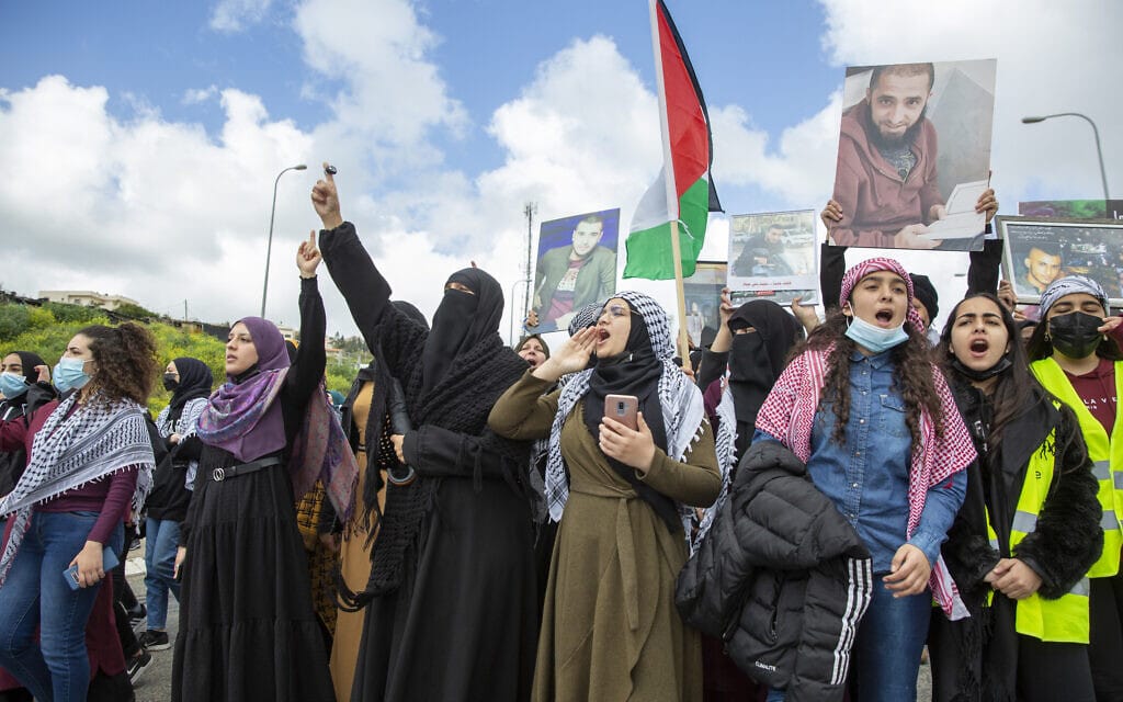 הפגנה באום אל-פחם, 12 במרץ 2021 (צילום: AP Photo/Ariel Schalit)