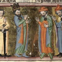 המלך אחאב מול אליהו הנביא, איור משנת 1350 לערך, ויקיפדיה, Hochschul und Landesbibliothek Fulda