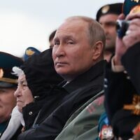 ולדימיר פוטין בחגיגות הניצחון של ה-9 במאי 2022 (צילום: Mikhail Metzel, Sputnik, Kremlin Pool Photo via AP)