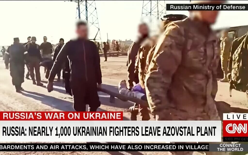 פינוי הלוחמים הנצורים מאזובסטל במריופול, צילום מסך מ-CNN