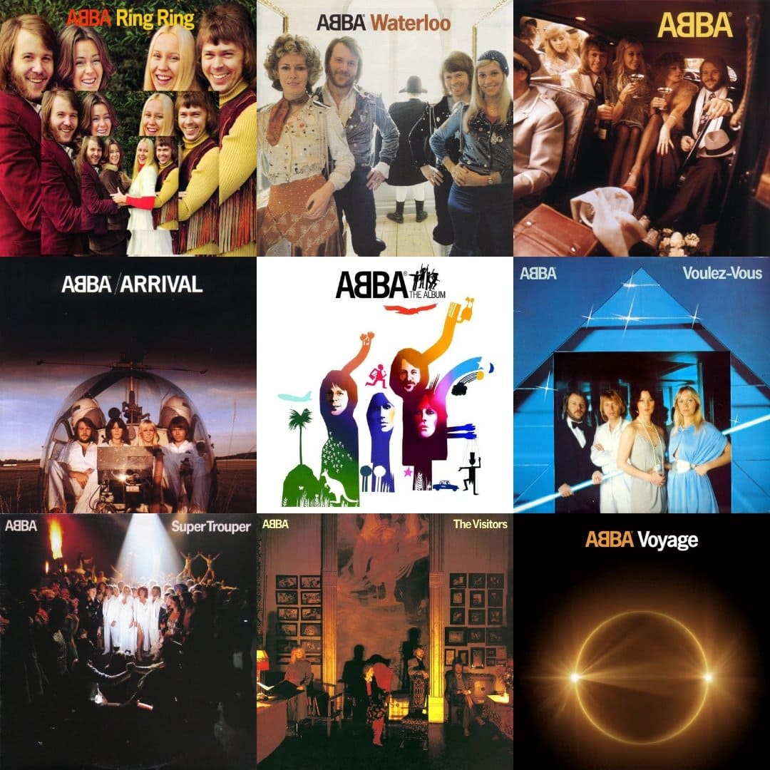 עטיפות תקליטים של להקת אבבא משנות השבעים ותחילת שנות השמונים